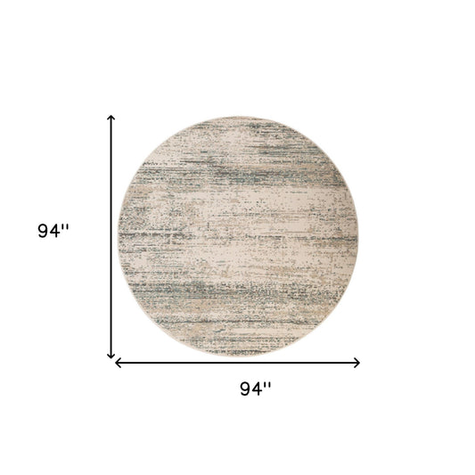 8' Ivory Round Striped Power Loom Area Rug