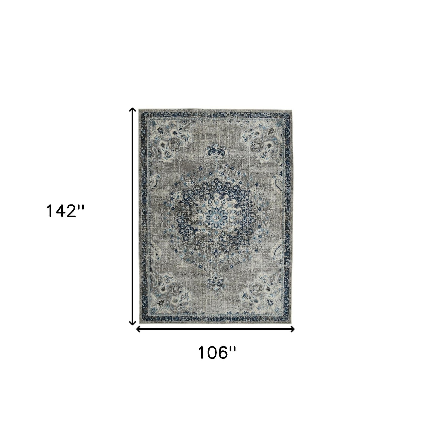 9' x 12' Teal Blue Medallion Power Loom Area Rug
