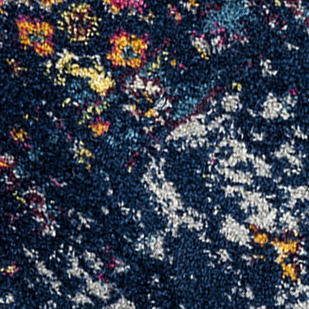 8' x 10' Blue and Orange Medallion Power Loom Area Rug
