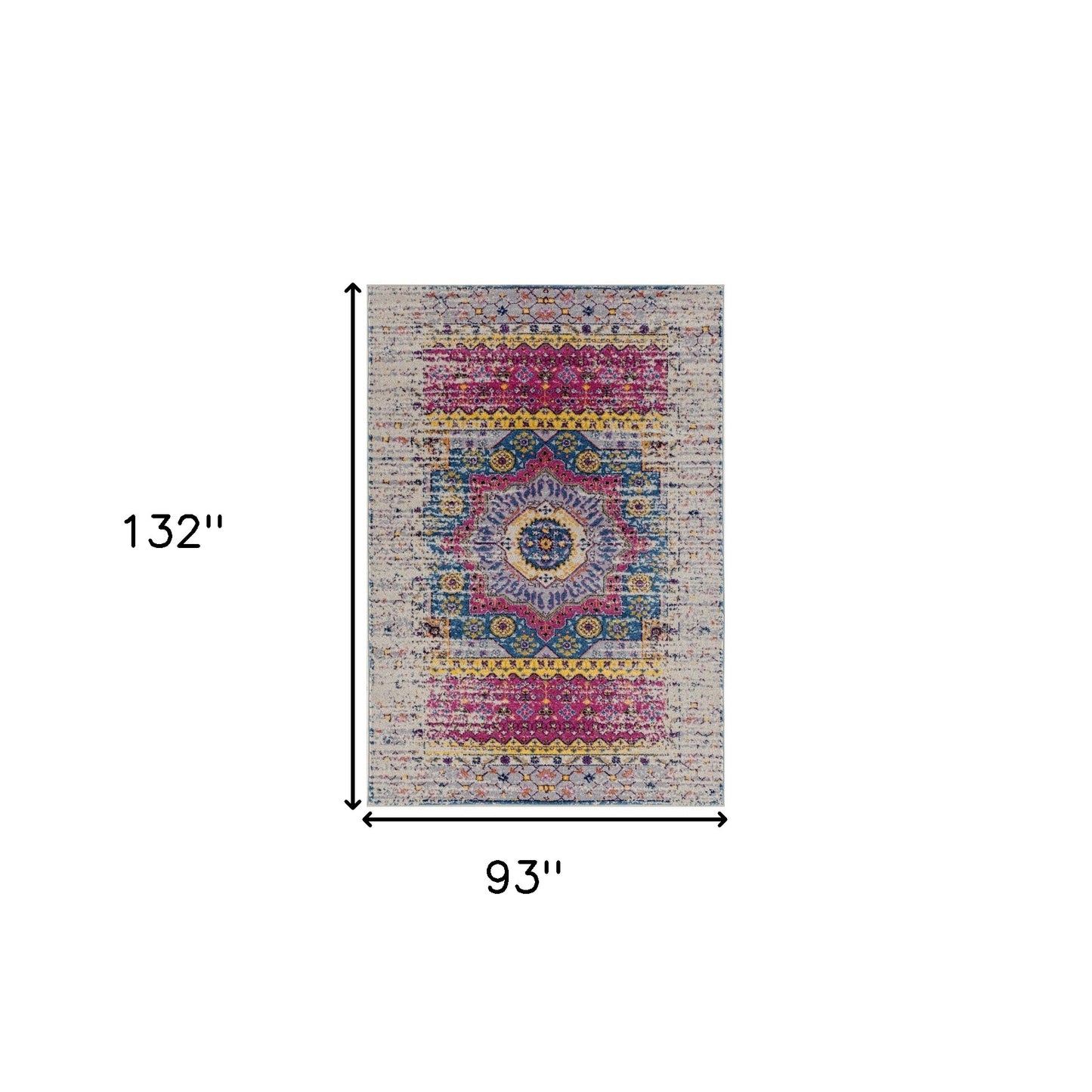 8' x 10' Pink and Ivory Medallion Power Loom Area Rug