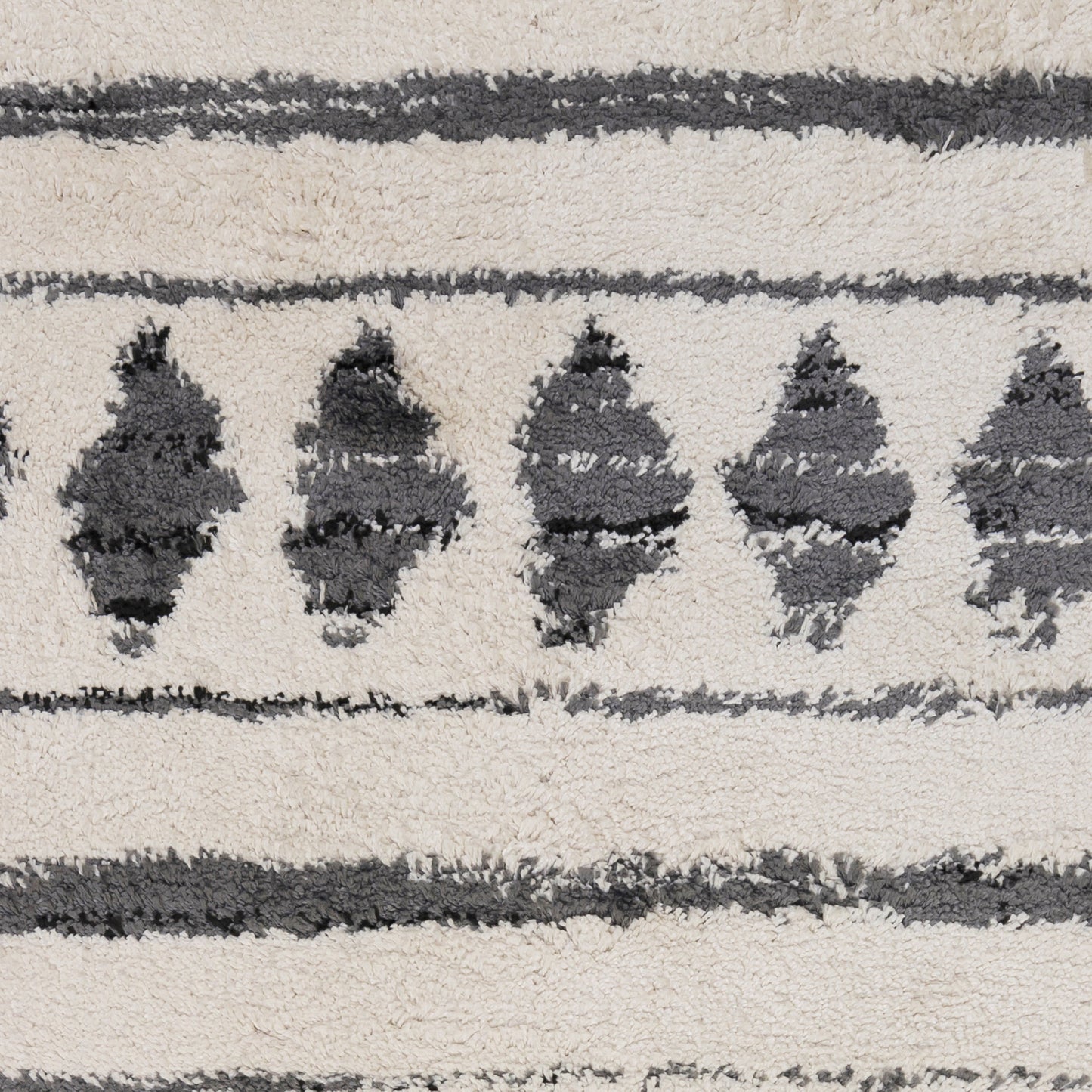 7' x 9' Ivory and Black Geometric Shag Area Rug