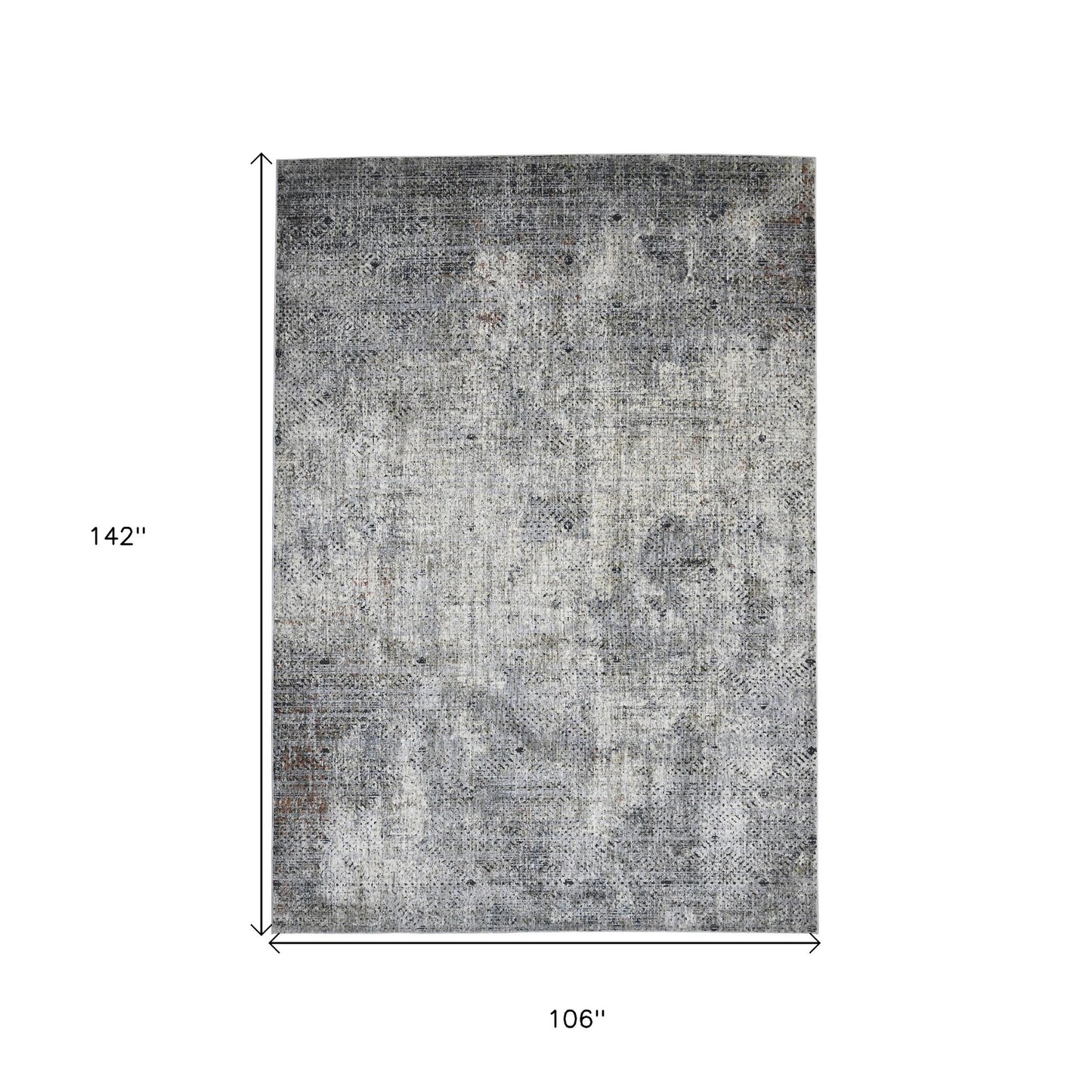 9' x 12' Gray and Ivory Abstract Power Loom Area Rug