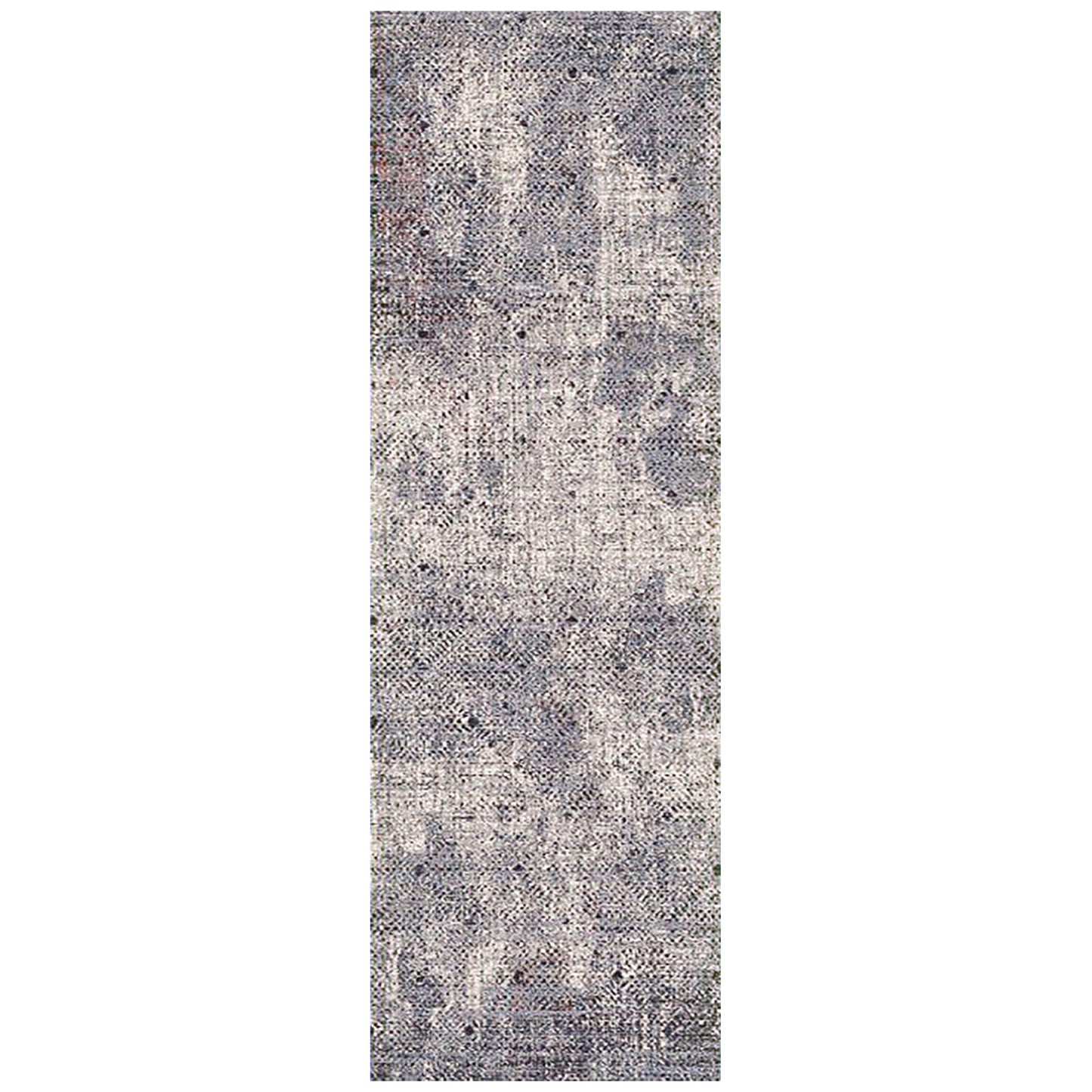 8' Gray and Ivory Abstract Power Loom Runner Rug