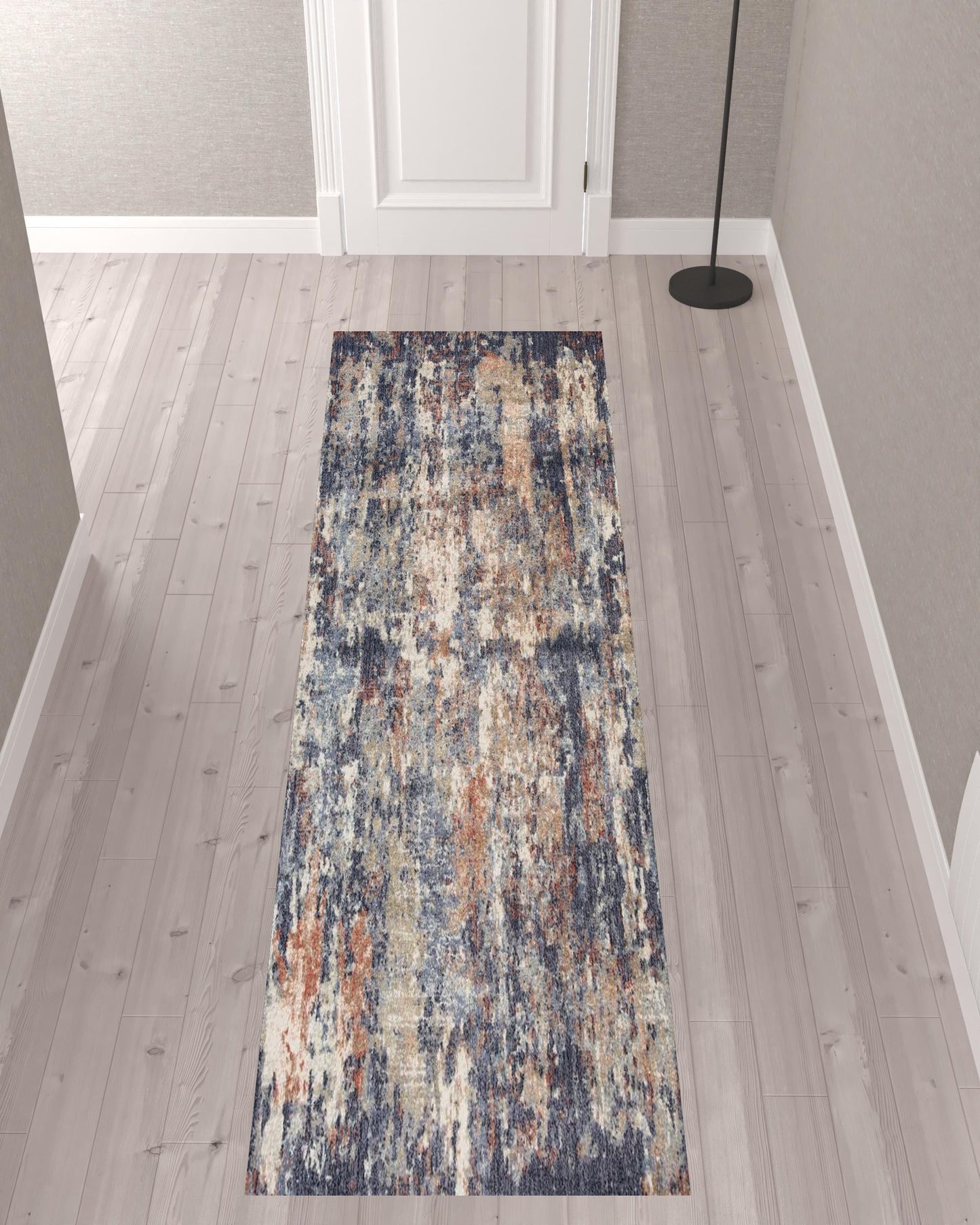 10' Blue Abstract Power Loom Runner Rug