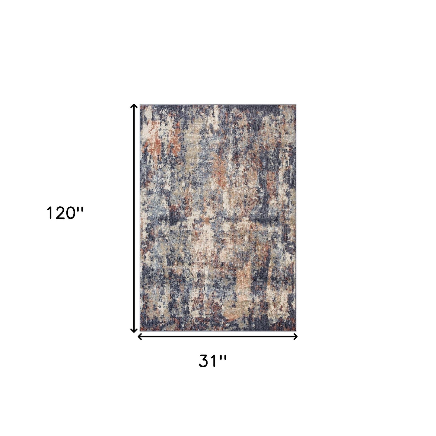 10' Blue Abstract Power Loom Runner Rug