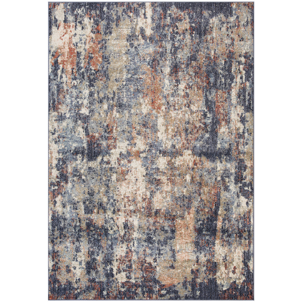 10' Blue Abstract Power Loom Runner Rug