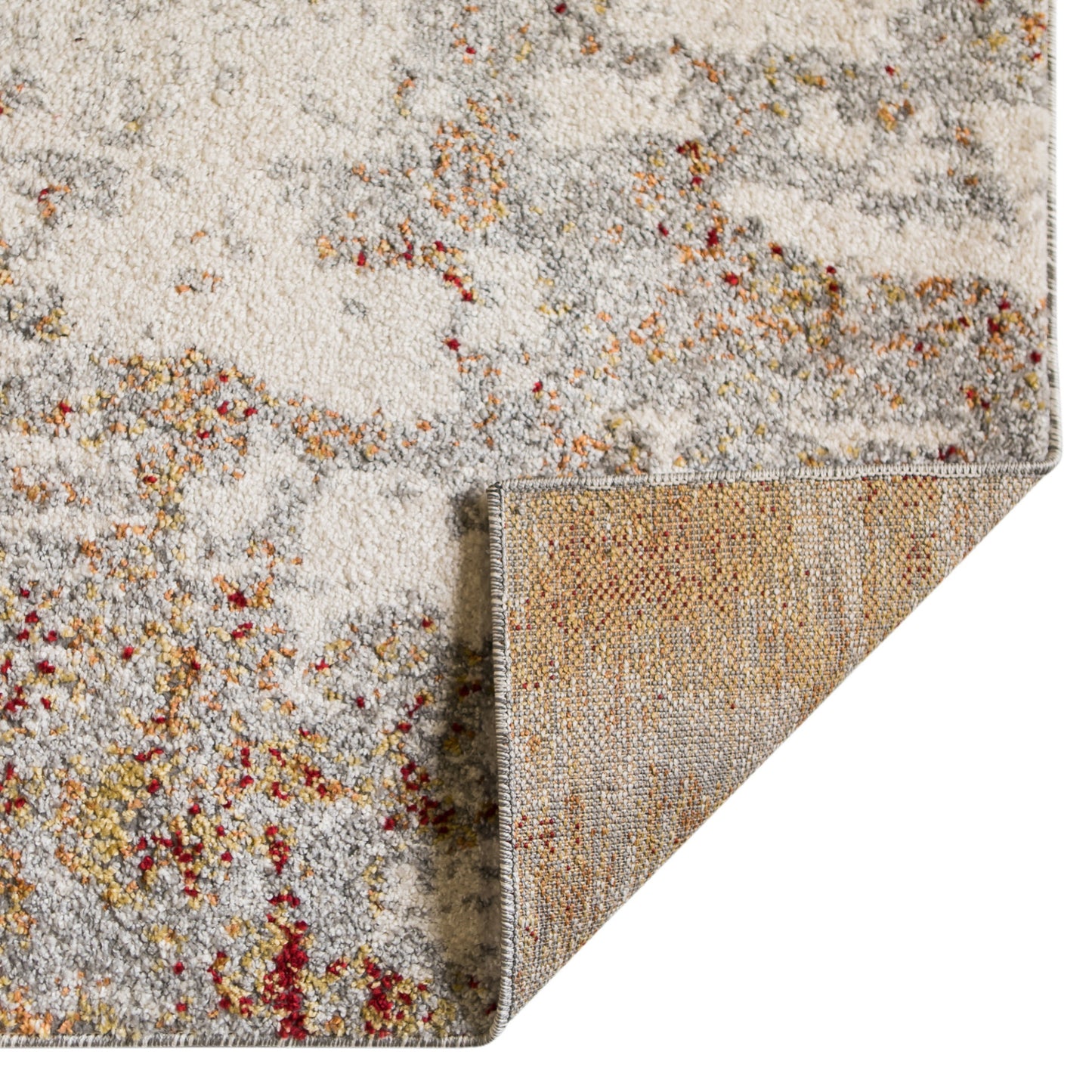 5' x 8' Gray and Red Abstract Power Loom Area Rug