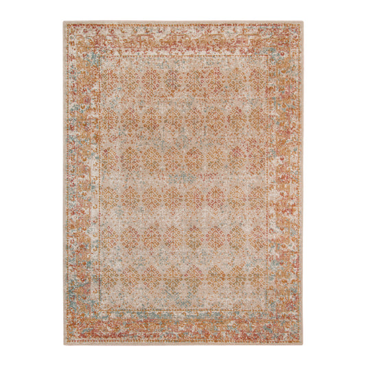 9' x 12' Beige Southwestern Power Loom Area Rug With Fringe