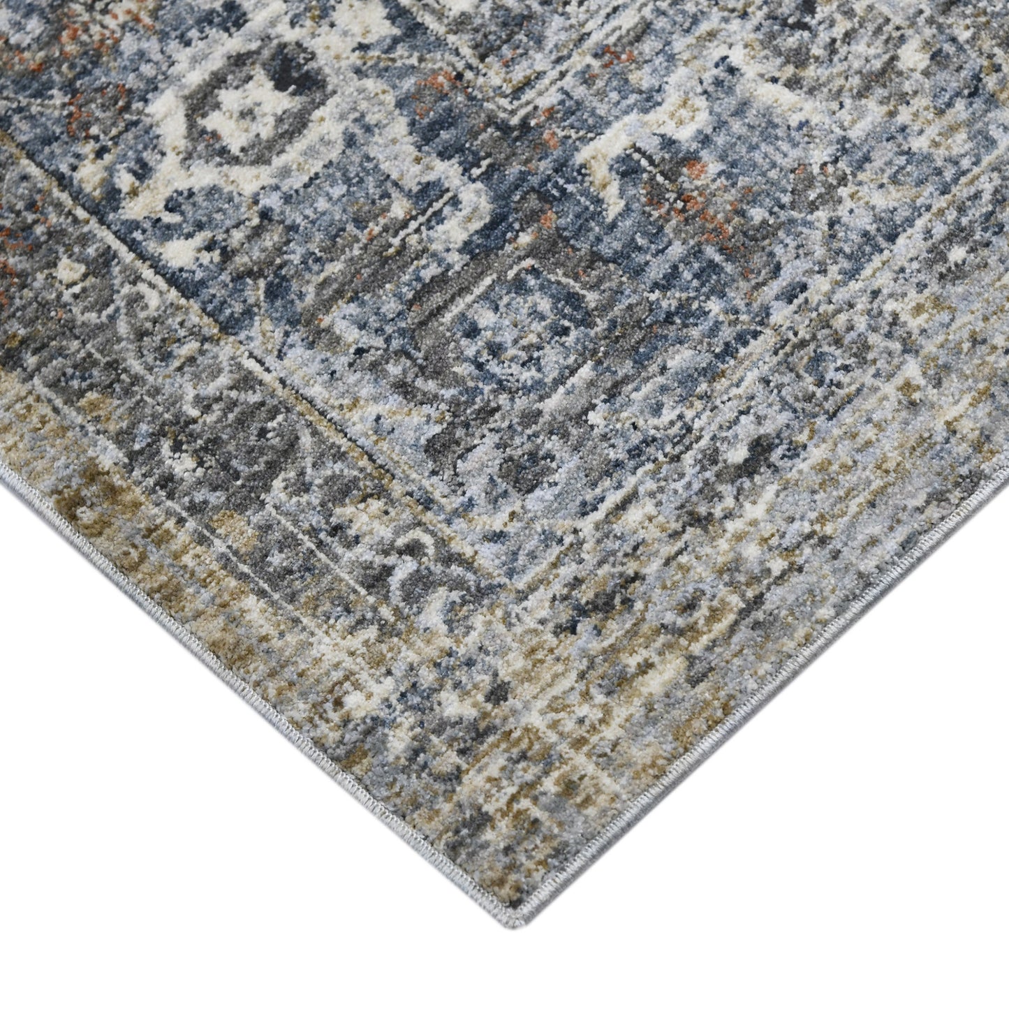 9' x 12' Gray and Ivory Oriental Power Loom Area Rug