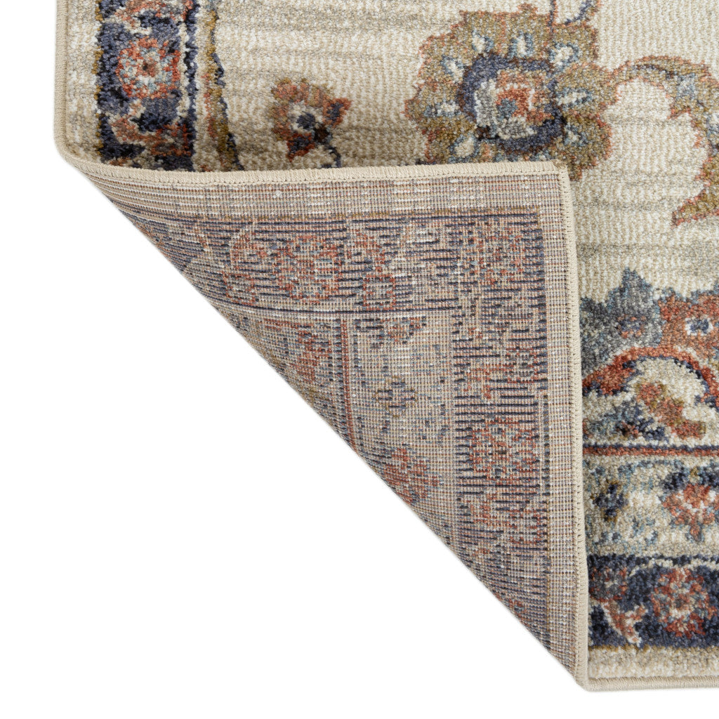 5' x 7' Ivory Floral Power Loom Area Rug