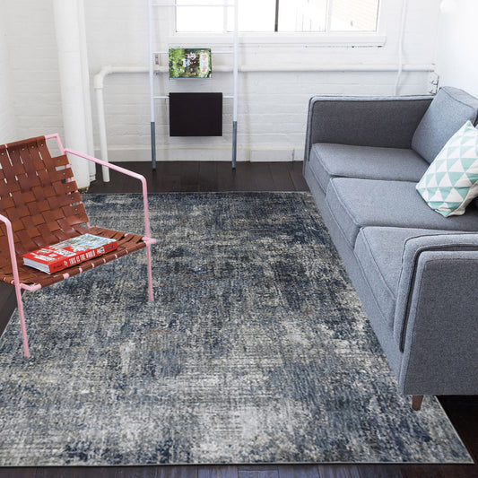 2' x 3' Gray and Orange Abstract Power Loom Area Rug