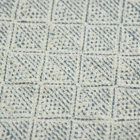 7' x 10' Blue Geometric Flatweave Handmade Distressed Area Rug With Fringe