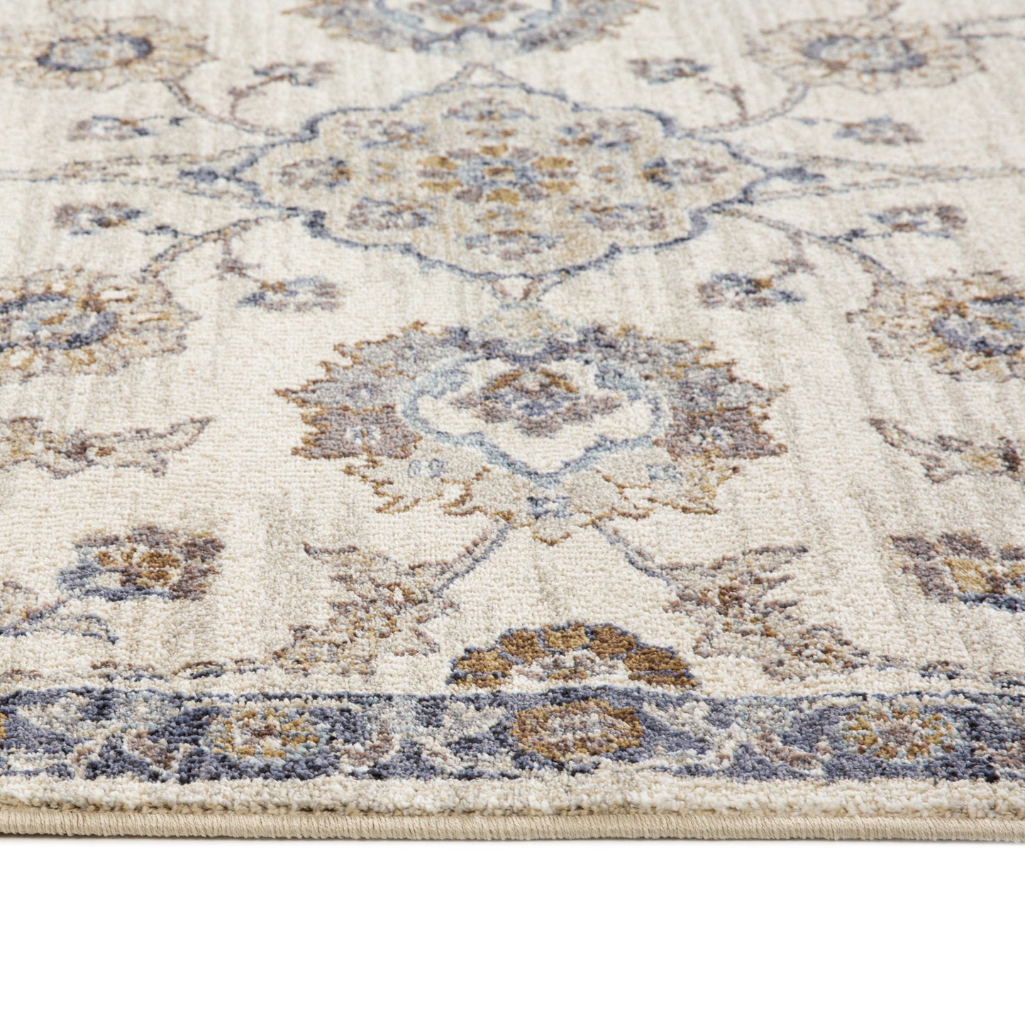 10' Gray and Ivory Floral Power Loom Runner Rug