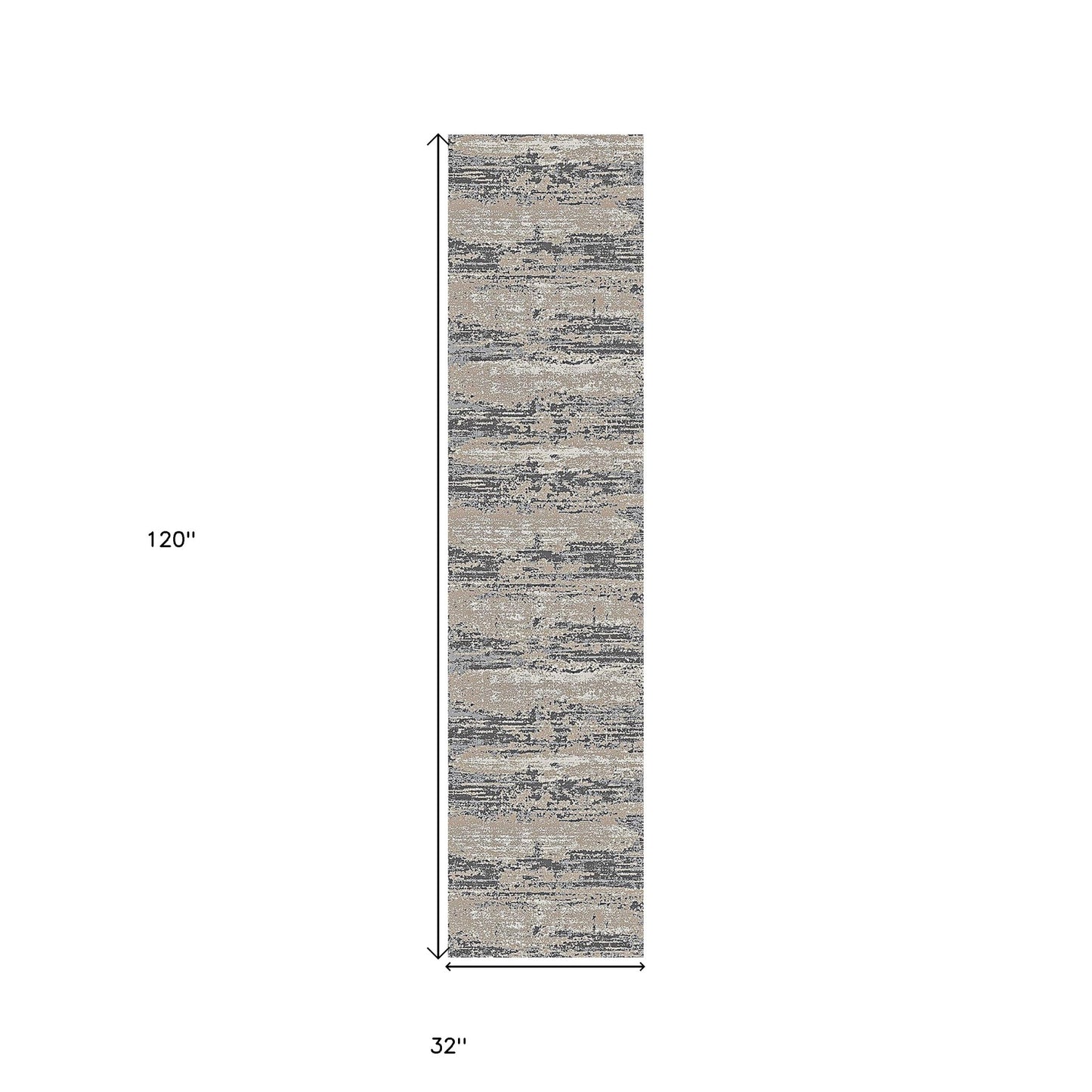 10' Blue and Gray Abstract Power Loom Runner Rug