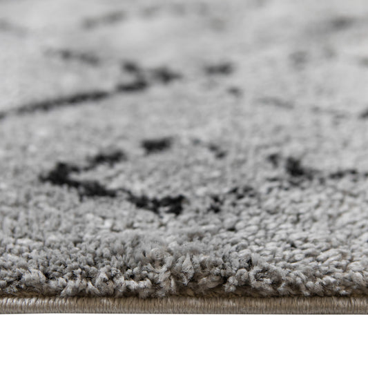 5' x 8' Gray and Black Geometric Shag Area Rug