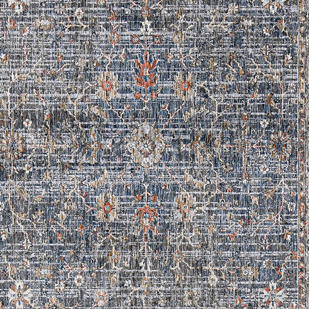 8' Gray and Brown Oriental Power Loom Runner Rug