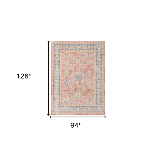 8' x 10' Coral Floral Power Loom Area Rug