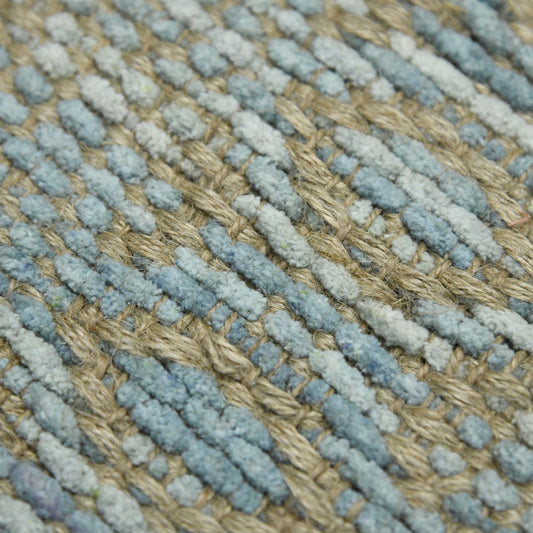 5' x 8' Blue and Brown Geometric Flatweave Handmade Area Rug