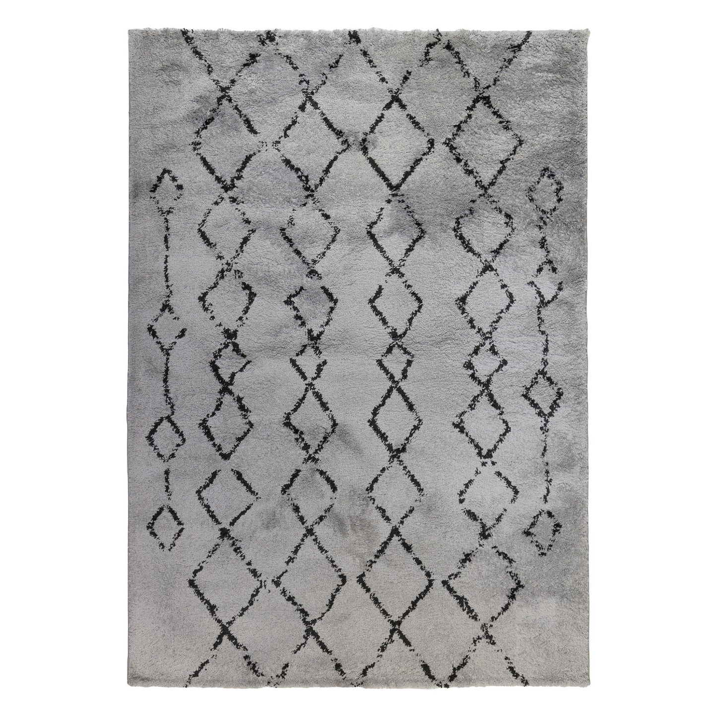 2' x 3' Gray and Black Geometric Shag Area Rug