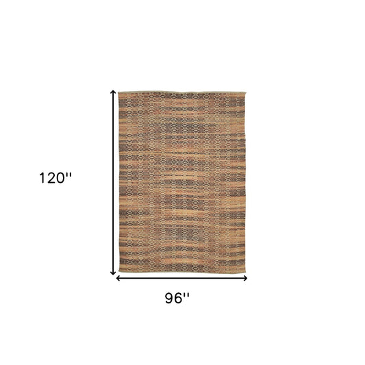8' x 10' Brown and Red Geometric Flatweave Handmade Area Rug