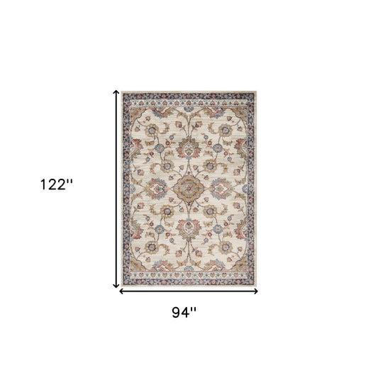 8' x 10' Ivory Floral Power Loom Area Rug