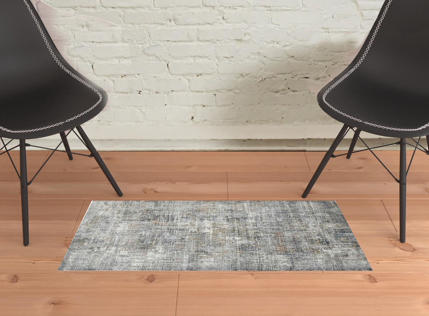 2' x 3' Gray and Orange Abstract Power Loom Area Rug