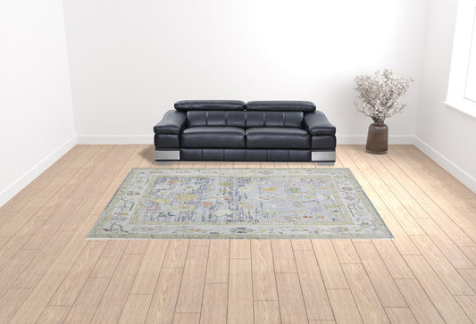 9' X 13' Blue Floral Power Loom Area Rug