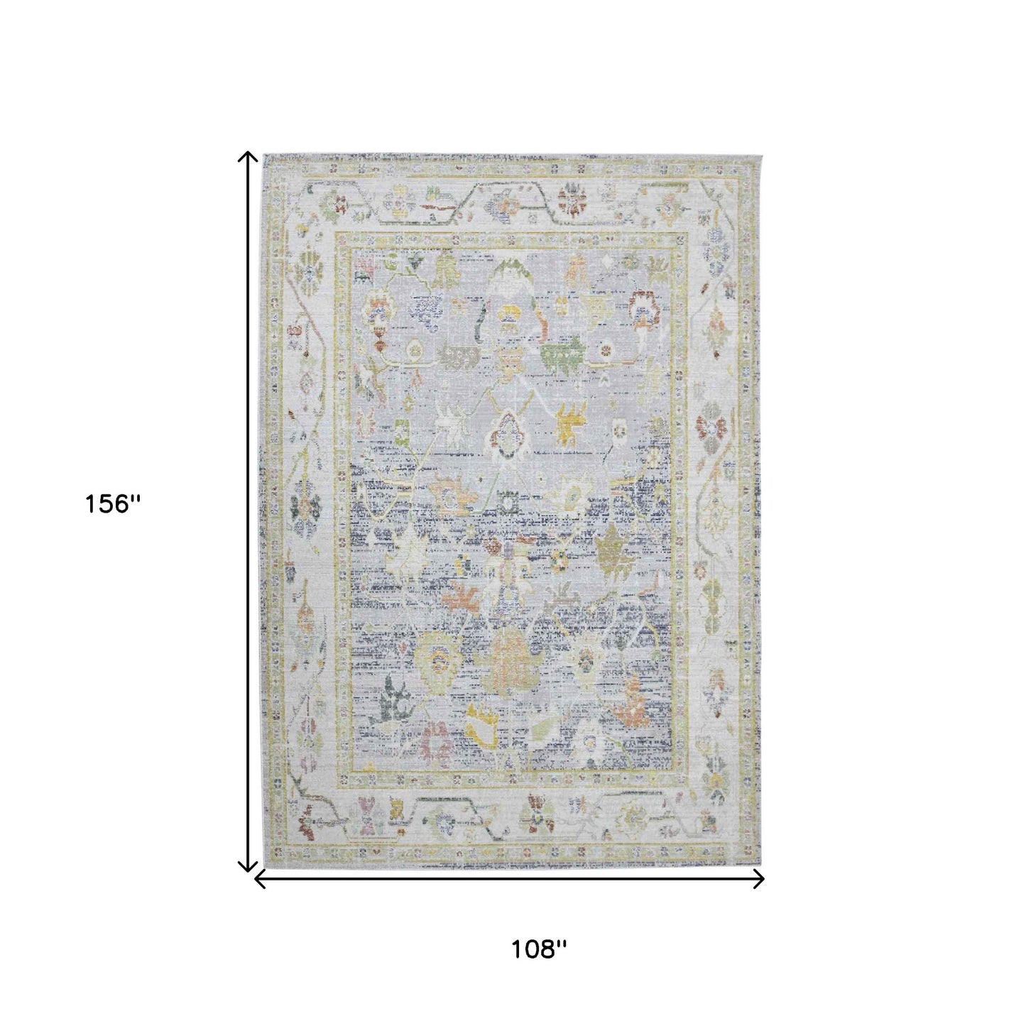9' X 13' Blue Floral Power Loom Area Rug