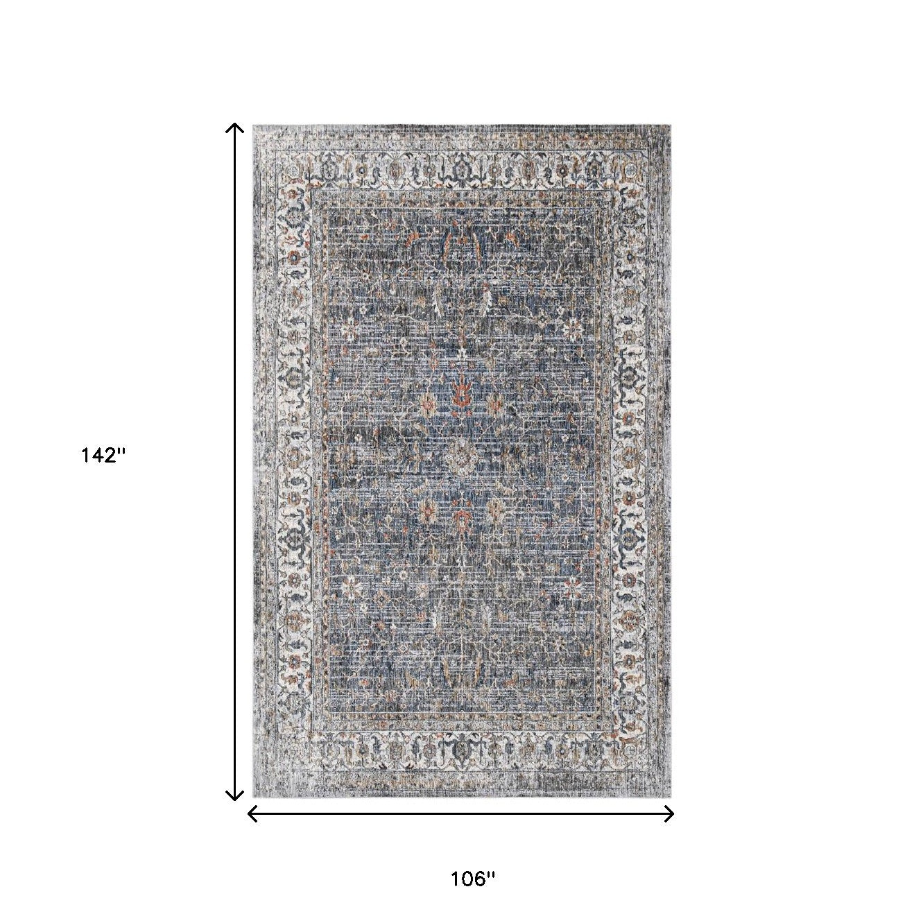 9' x 12' Gray and Brown Oriental Power Loom Area Rug