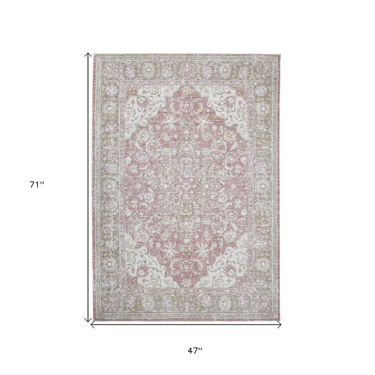 4' x 6' Coral Medallion Power Loom Area Rug