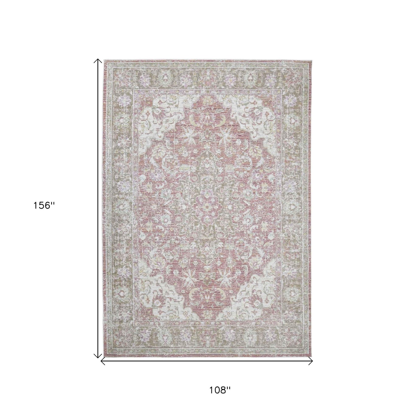 9' X 13' Coral Medallion Power Loom Area Rug