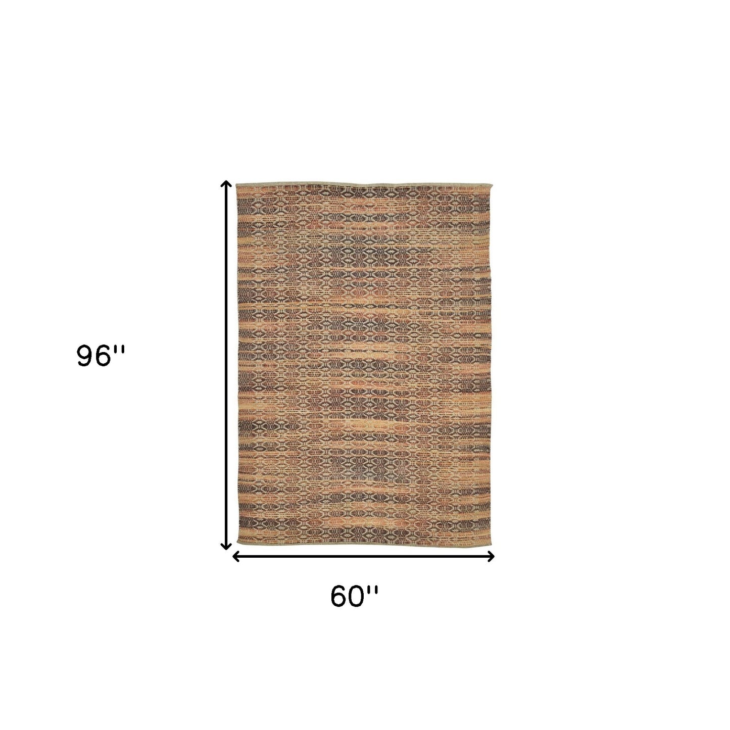 5' x 8' Brown and Red Geometric Flatweave Handmade Area Rug