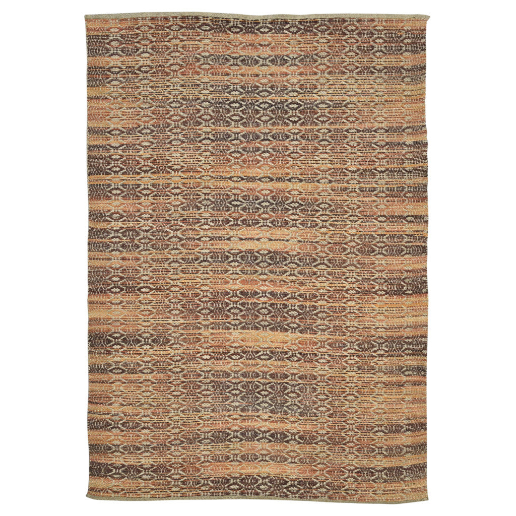 5' x 8' Brown and Red Geometric Flatweave Handmade Area Rug