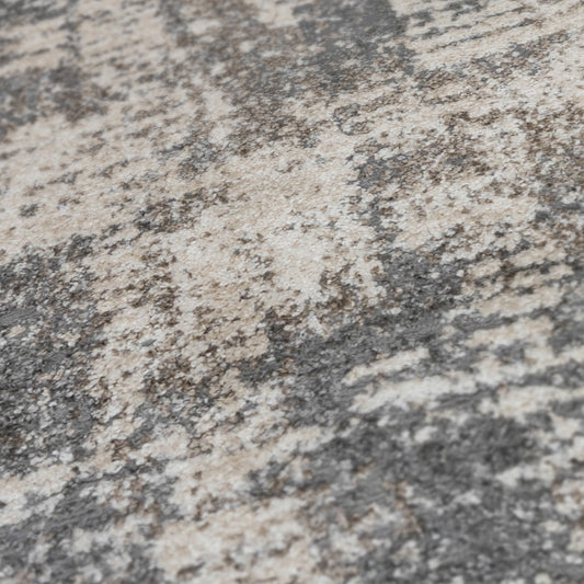 2' x 3' Gray and Beige Abstract Power Loom Area Rug