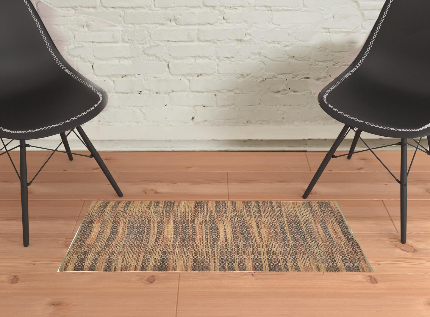2' x 3' Brown and Red Geometric Flatweave Handmade Area Rug