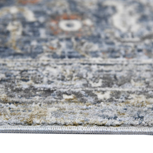 5' x 8' Gray and Ivory Oriental Power Loom Area Rug