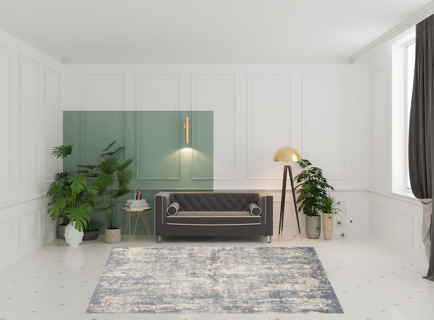 8' x 10' Light Gray Abstract Power Loom Area Rug