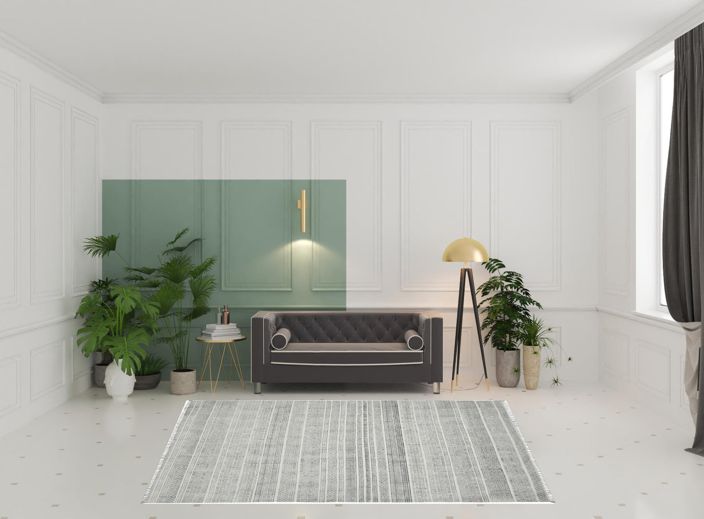 7' x 10' Charcoal Geometric Flatweave Handmade Distressed Area Rug