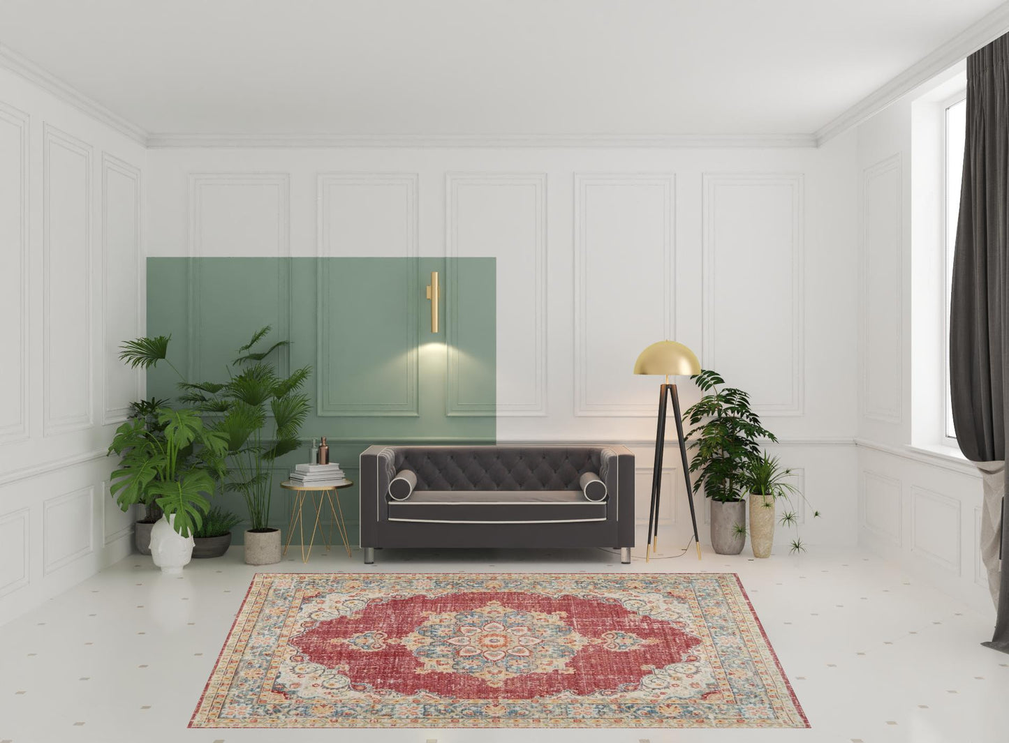 8' x 10' Red Medallion Power Loom Area Rug