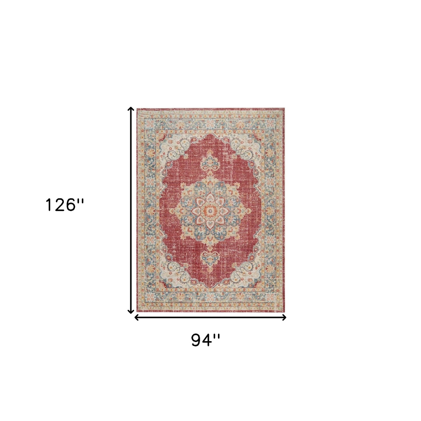 8' x 10' Red Medallion Power Loom Area Rug