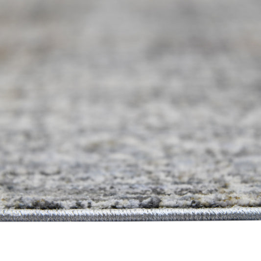 8' Gray and Orange Abstract Power Loom Runner Rug