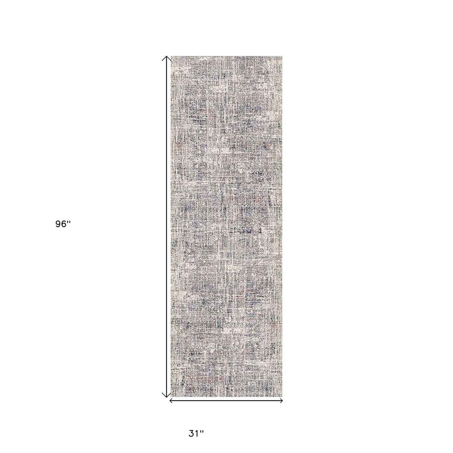 8' Gray and Orange Abstract Power Loom Runner Rug