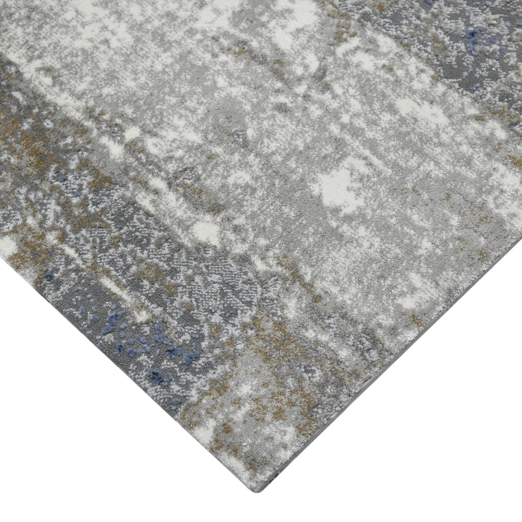 9' x 12' Gray and Blue Abstract Power Loom Area Rug