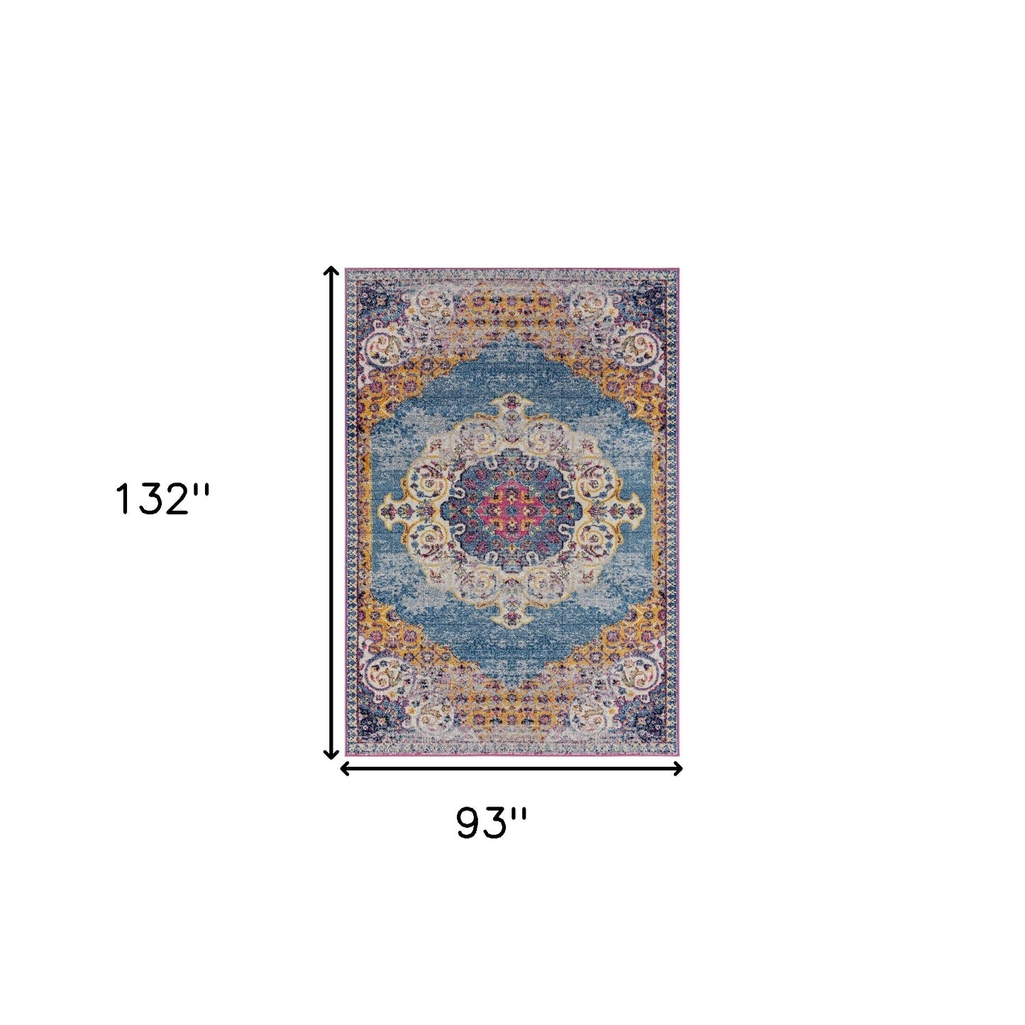 8' x 10' Blue and Orange Medallion Power Loom Area Rug