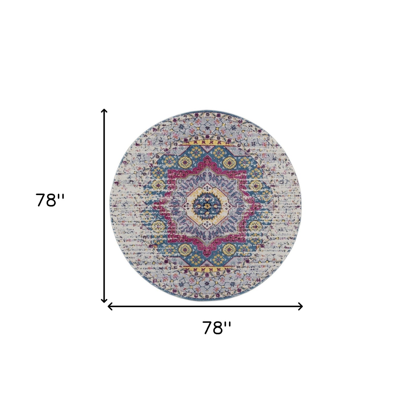 6' Pink and Ivory Round Medallion Power Loom Area Rug