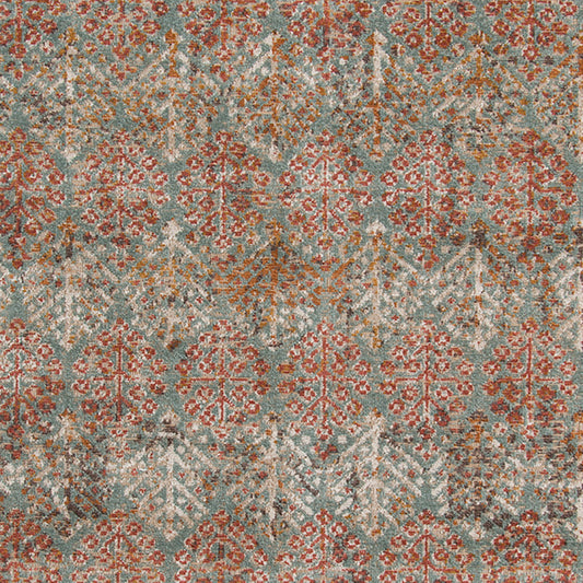7' x 9' Teal Southwestern Power Loom Area Rug With Fringe