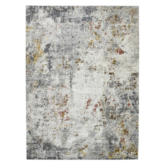 5' x 8' Gray and Ivory Abstract Power Loom Area Rug