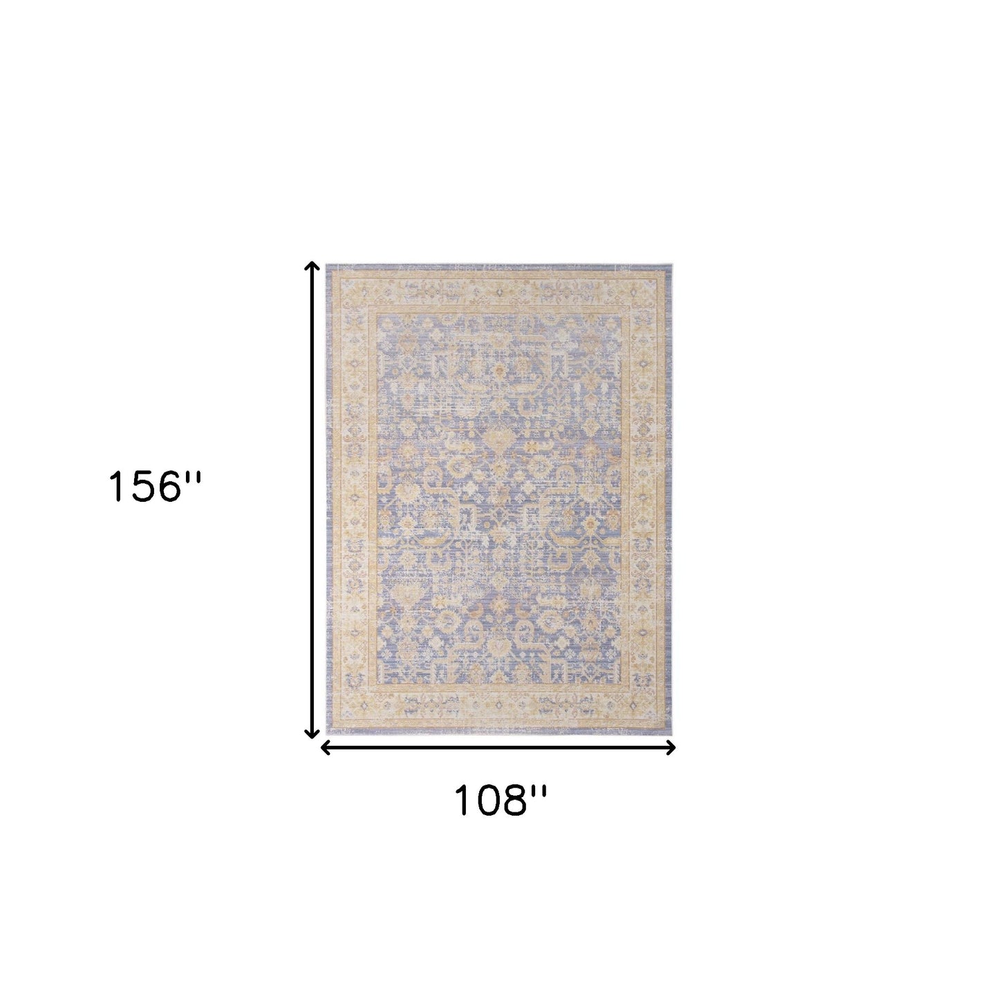 9' X 13' Lavender Blue Floral Power Loom Area Rug