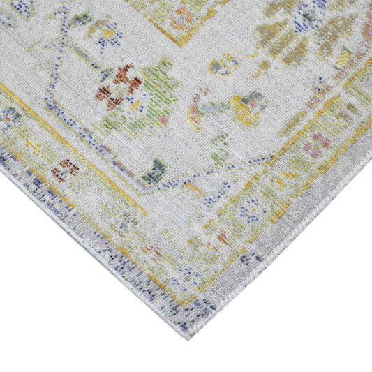 8' Blue Floral Power Loom Runner Rug
