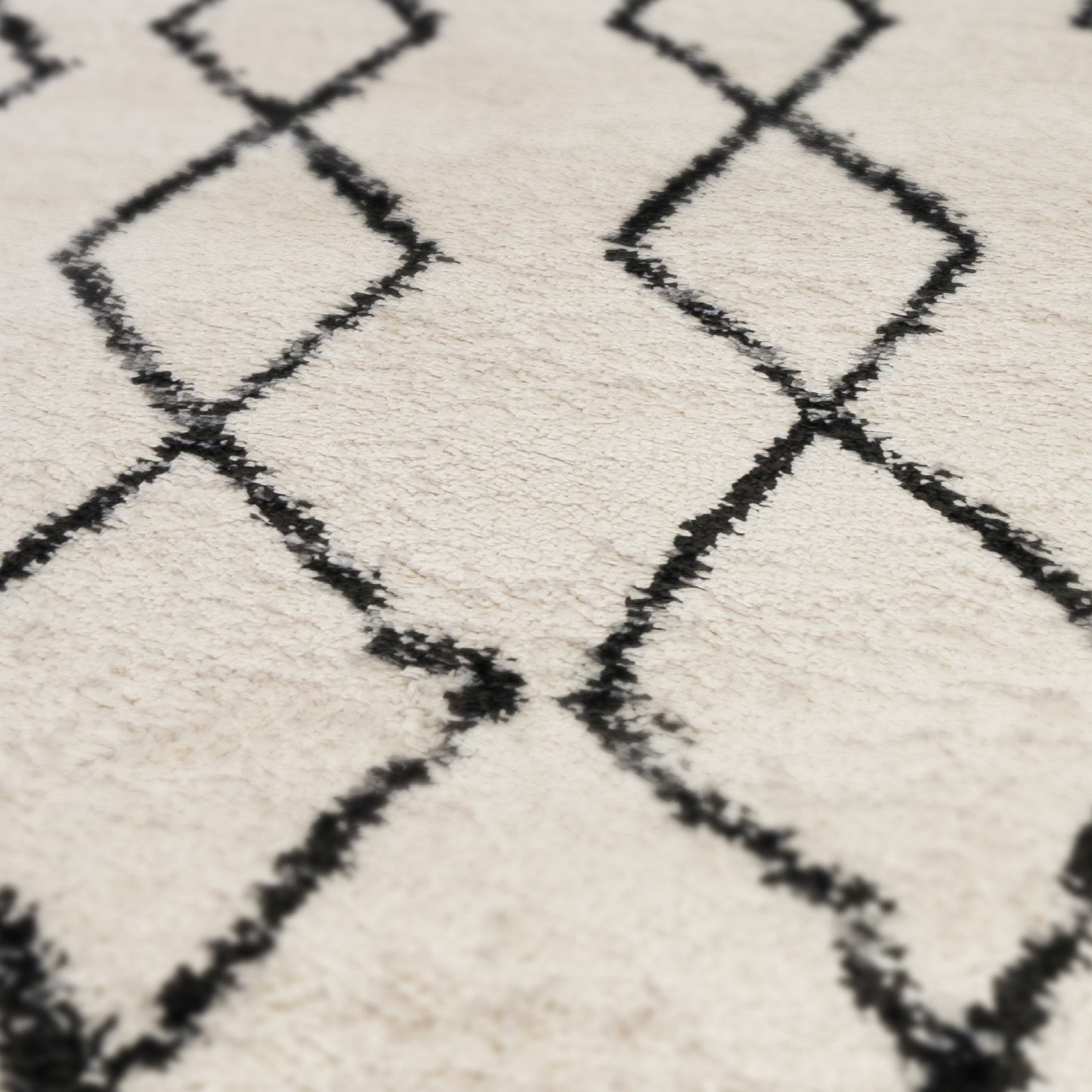 10' Gray and Ivory Geometric Shag Runner Rug